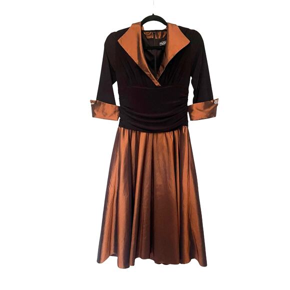 Y2K Jessica Howard Satin Fit Flare Dress Sz 8 Mother Bride Retro Glam Cocktail - Picture 1 of 12